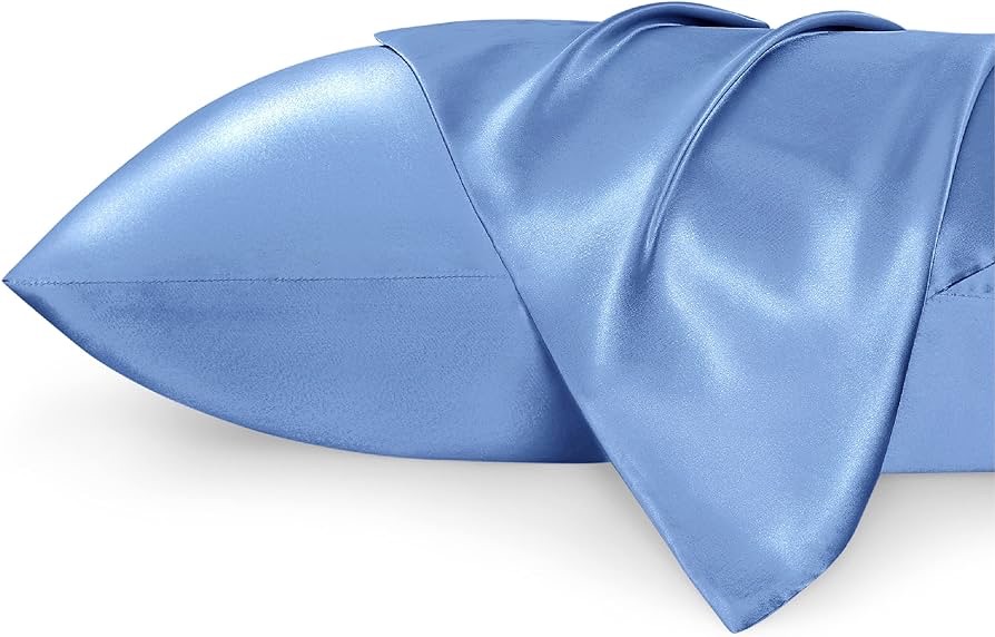 Amazon.com: Bedsure Satin Pillowcase Standard Set of 2 - Sky Blue Silky Pillow Cases for Hair and Skin 20x26 Inches, Pillow Covers with Envelope Closure, Similar to Silk Pillow Cases, Gifts for Women 