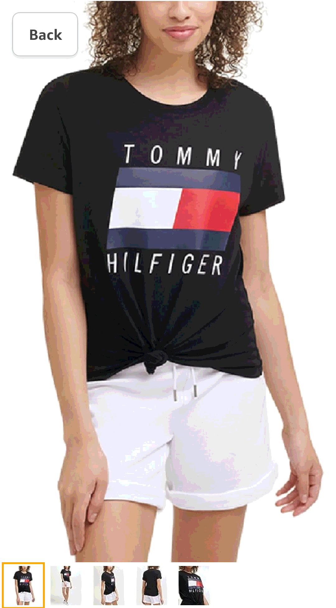 Tommy Hilfiger女士logo印花短袖 Women's Performance T-Shirt – Lightweight Cotton Graphic Tees, Jet Black, Medium : Clothing, Shoes & Jewelry