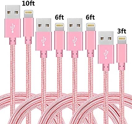 IDISON 4-Pack (3ft 6ft 6ft 10ft) iPhone Lightning Cable