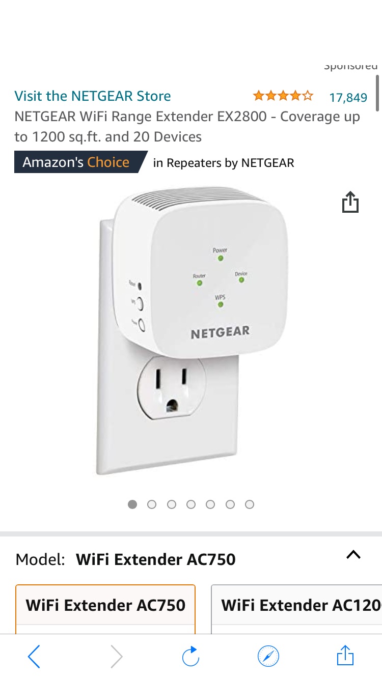 Wifi 拓展器 NETGEAR WiFi Range Extender EX2800 - Coverage up to 1200 sq.ft. and 20 Devices: Computers & Accessories
