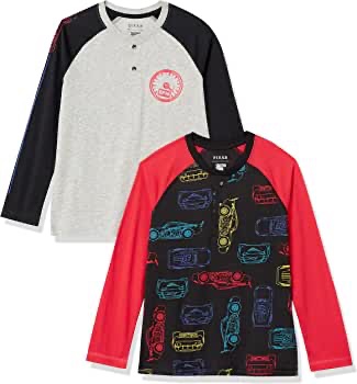 斑马斑马迪斯尼 | 漫威 | 星球大战男孩和幼儿长袖亨利 T 恤，2 件装