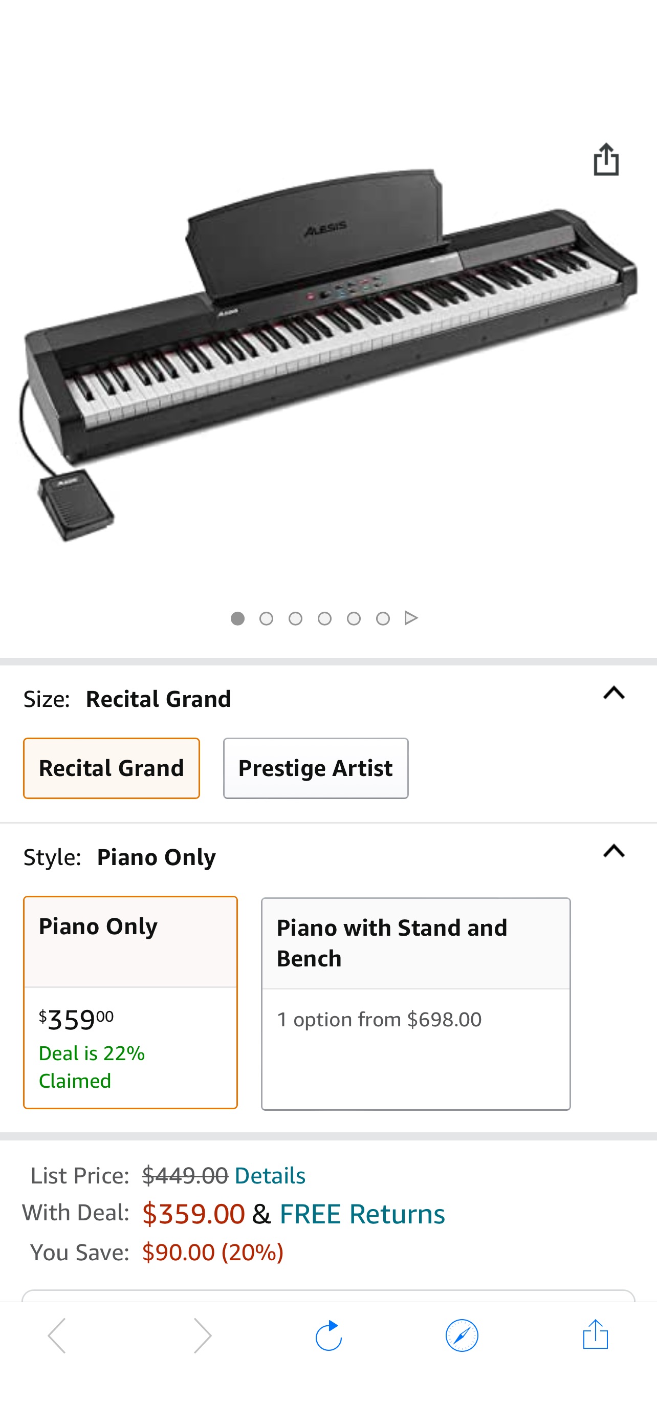 Alesis Recital Grand - 88 重键多功能电子琴Prime Day秒杀特价