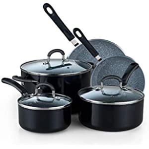锅具八件套Amazon.com: Amazon Basics Non-Stick Cookware 8-Piece Set, Pots and Pans, Black: Home & Kitchen