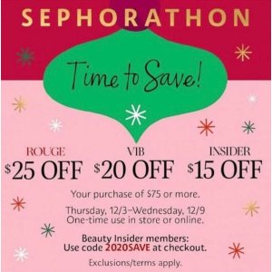 $50 Sephora满减12/3开始