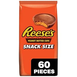 Amazon.com : REESE&#39;S Milk Chocolate Peanut Butter Snack Size Cups, Candy Bag, 33 oz (60 Pieces) : Grocery &amp; Gourmet Food