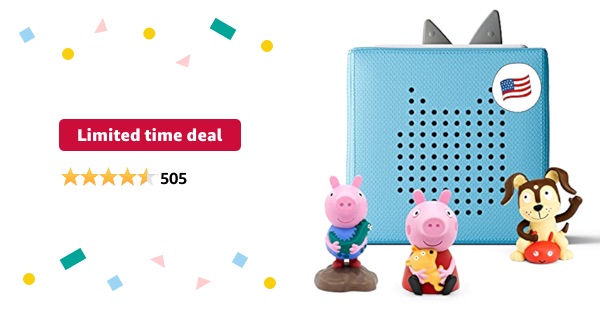 Limited-time deal: Toniebox Audio Player Starter Set with Peppa Pig, George, and Playtime Puppy - Listen, Learn, and Play with One Huggable Little Box - Light Blue