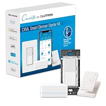 Lutron Diva Smart Dimmer Switch Starter Kit for Caséta Smart Lighting, with Smart Hub, Pico Remote, and Pedestal | No Neutral Wire Required | DVRF-BDG-1DP-A,White - Amazon.com