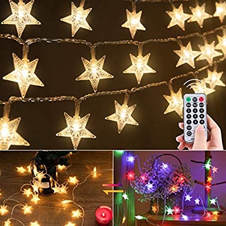 Amazon.com: Ollny Star String Lights, 49FT 100LED Christmas Lights Outdoor Decorations, 11 Mode USB Color Changing Indoor Lights, Waterproof Fairy Lights with Remote for Xmas
