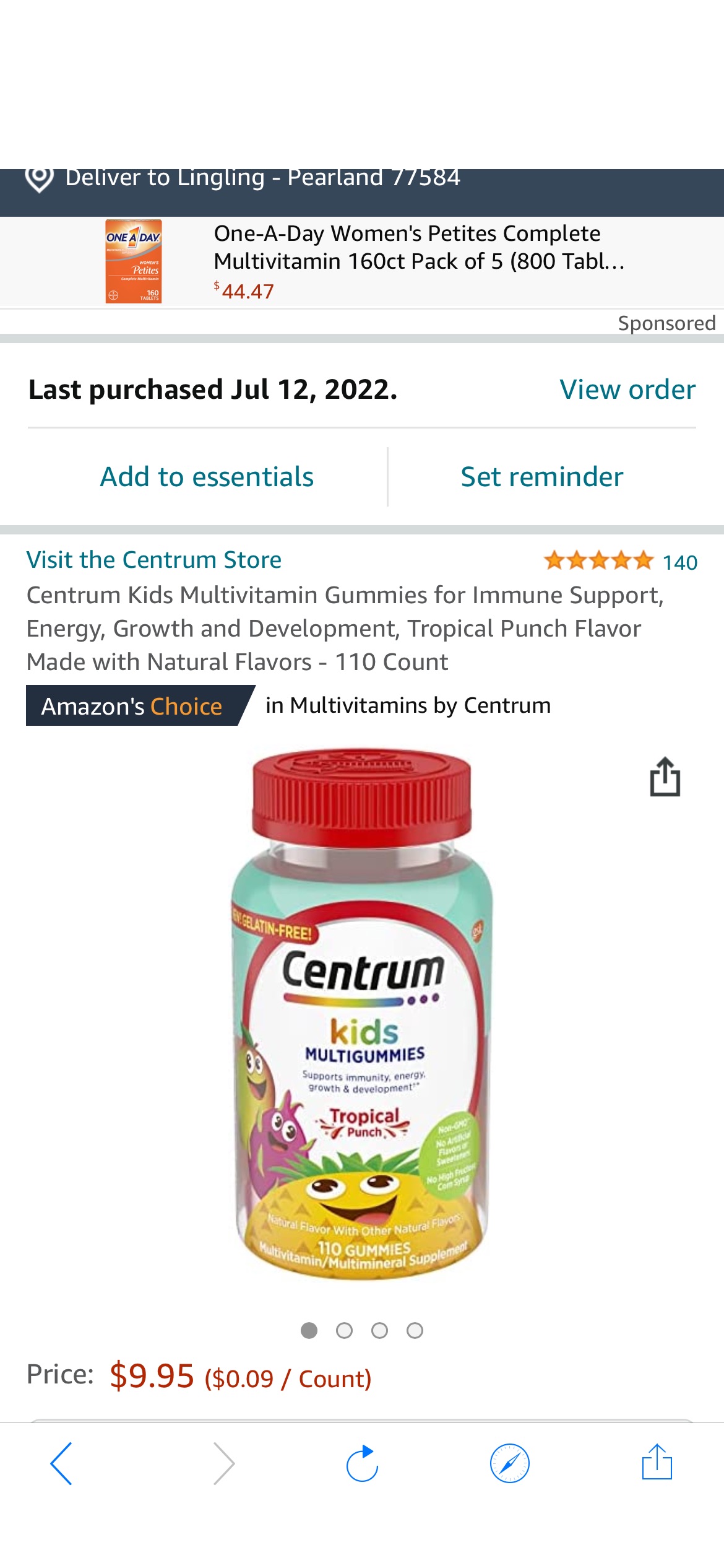 Amazon.com: Centrum Kids Multivitamin Gummies for Immune Support, Energy, Growth and Development, Tropical Punch Flavor Made with Natural Flavors - 110 Count : Health & Household