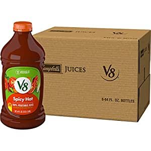 V8 100% Spicy Hot Vegetable Juice, 64 oz. Bottle (Pack of 6)