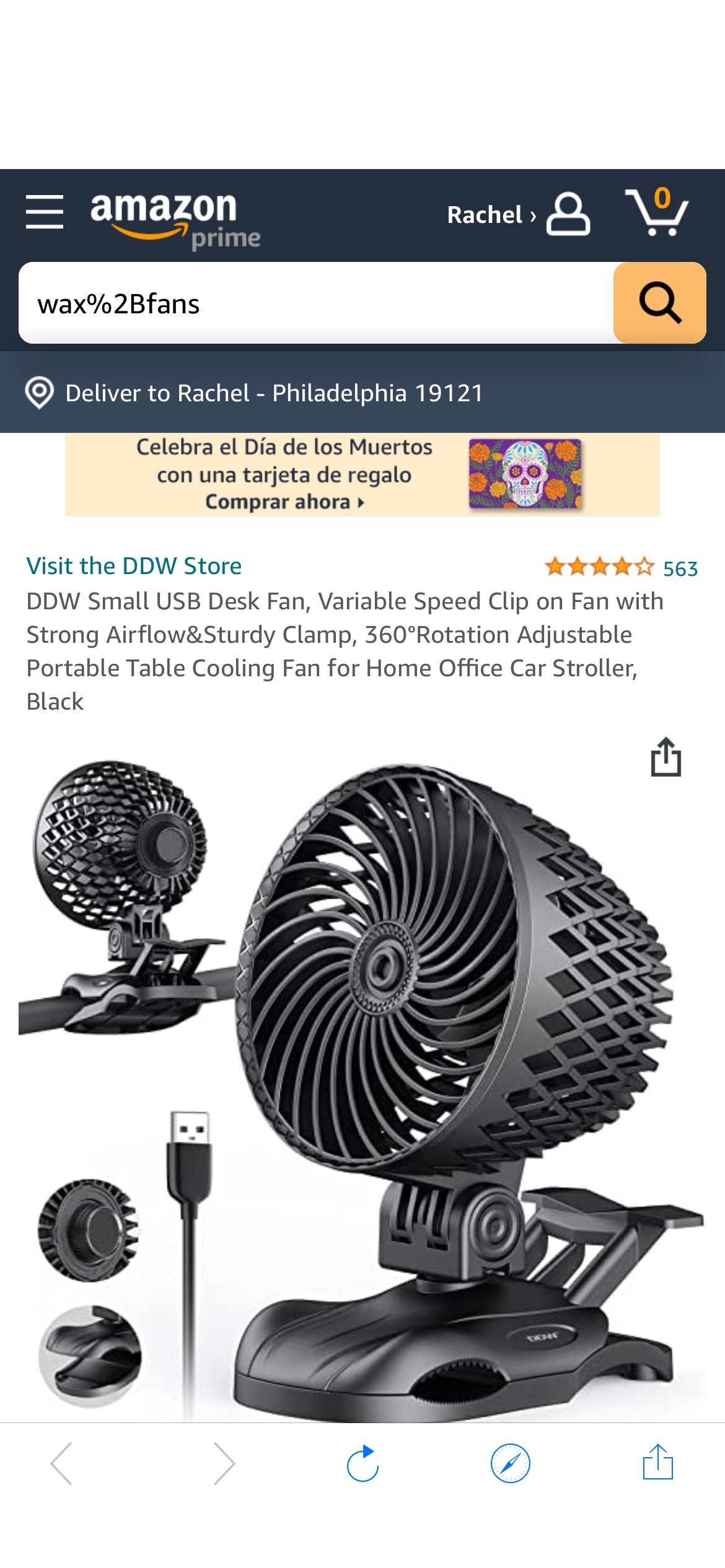 Amazon.com: DDW Small USB Desk Fan, Variable Speed Clip on Fan with Strong Airflow&Sturdy Clamp, 360°Rotation Adjustable