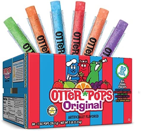 Otter Pops 冷冻冰棒，无脂冰棒，原味（80支，1 盎司冰棒）
