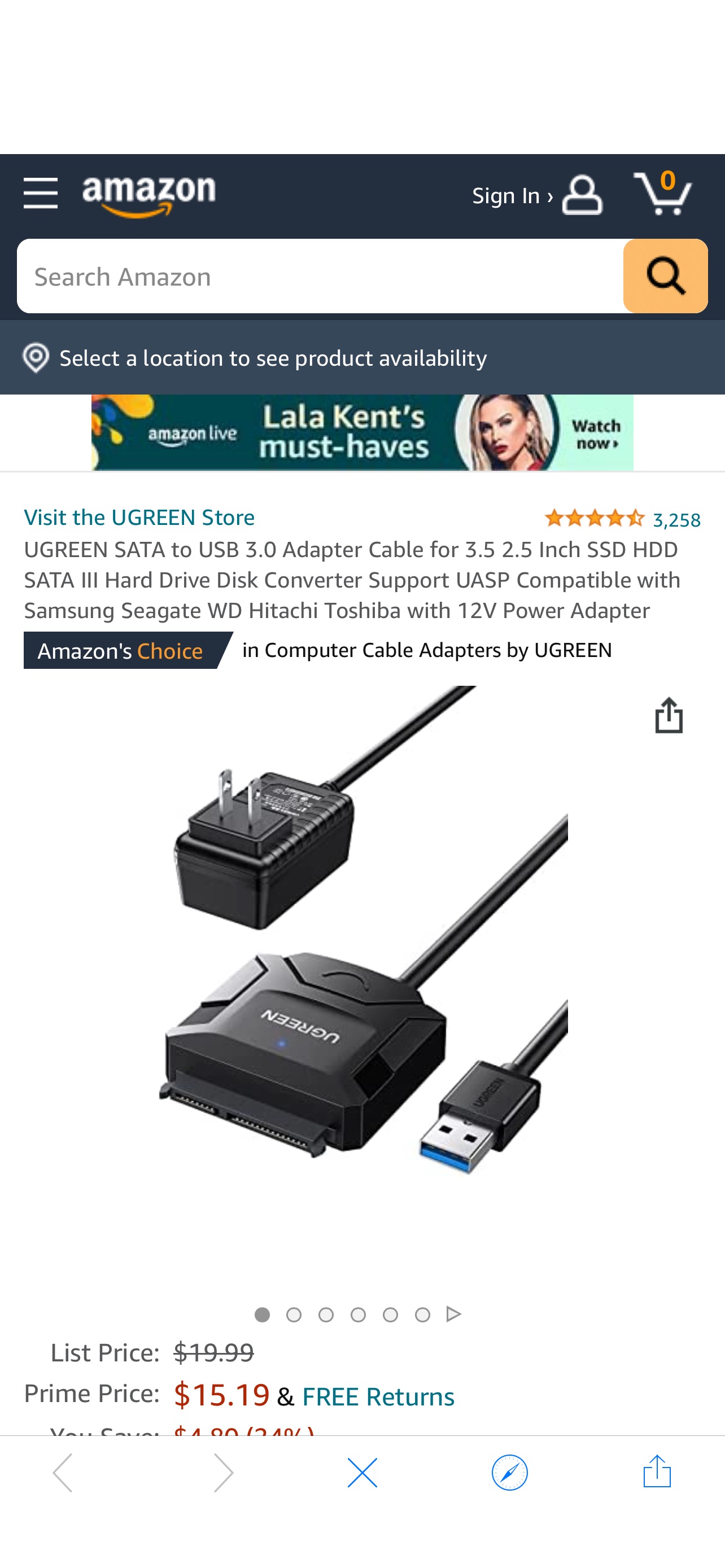 Amazon.com 绿联 SATA转USB转接器