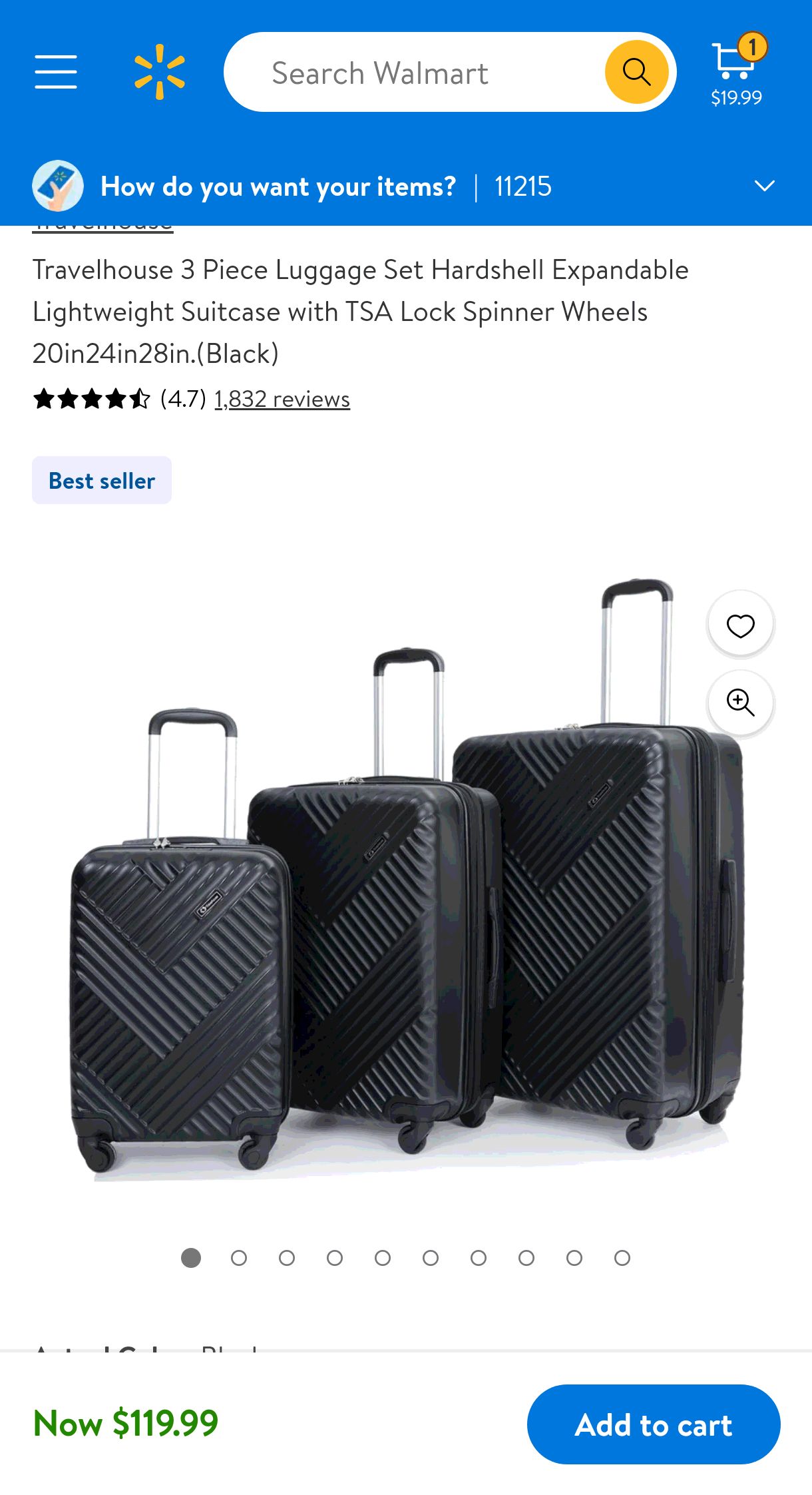 Travelhouse 3 Piece Luggage Set Hardshell Expandable Lightweight Suitcase with TSA Lock Spinner Wheels 20in24in28in.(Black) - Walmart.com