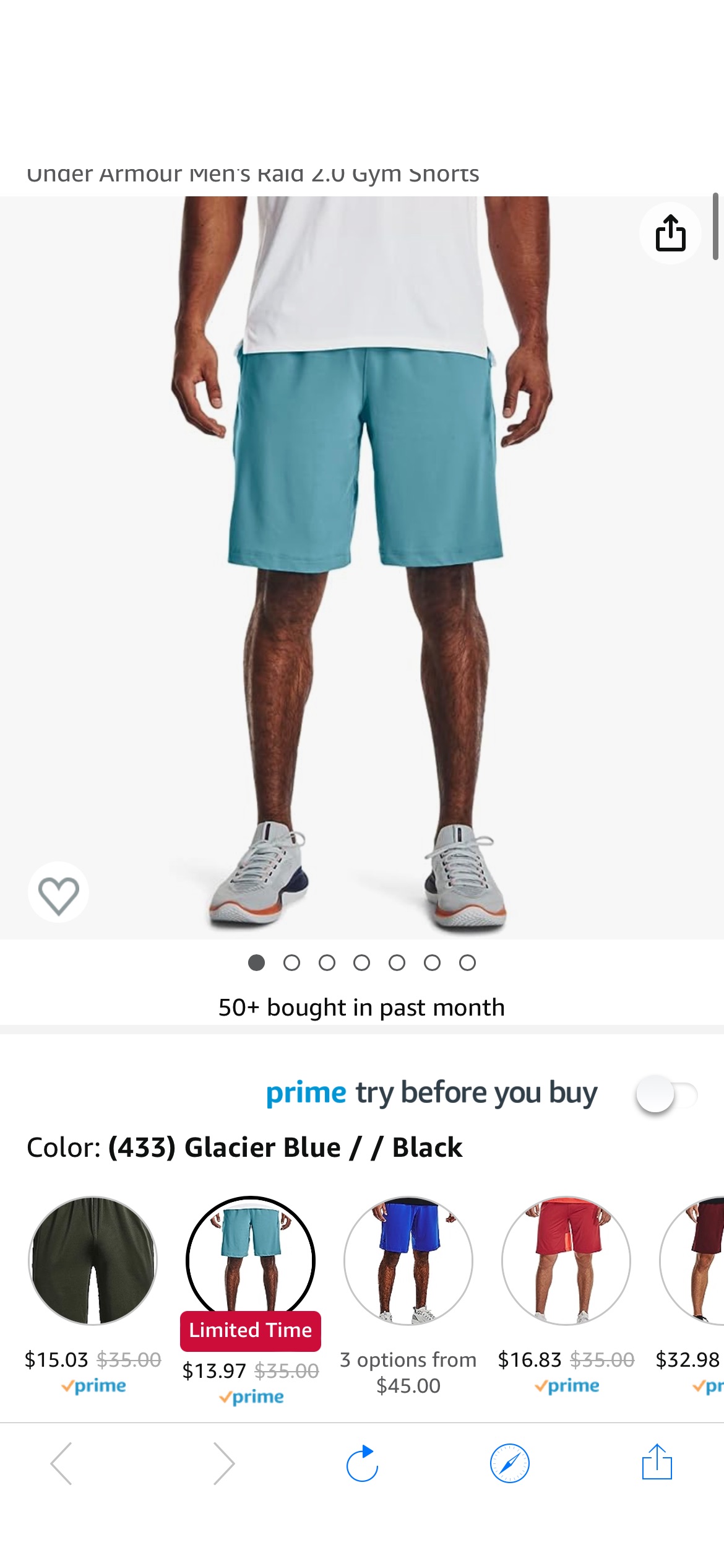 Amazon.com: Under Armour Men's Raid 2.0 Gym Shorts, (433) Glacier Blue / / Black, Small : Clothing, Shoes & Jewelry