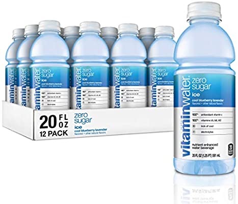 Amazon.com : vitaminwater zero sugar ice, ice cool blueberry-lavender flavored, electrolyte enhanced bottled water with vitamin b5, b6, b12, 20 fl oz, 12 pack : Grocery & Gourmet Food水