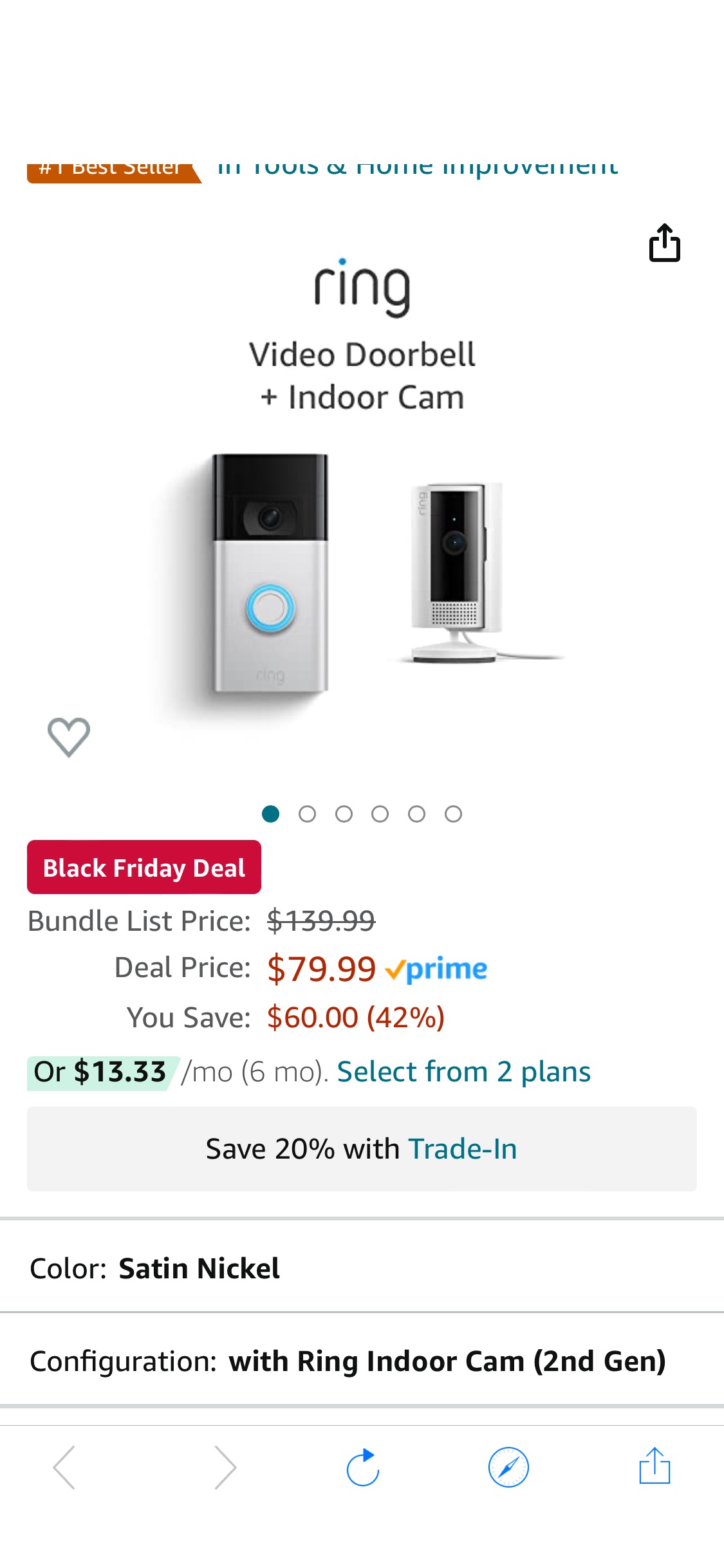 Amazon.com: Ring Video Doorbell, Satin Nickel with All-new Ring Indoor Cam, White : Tools & Home Improvement