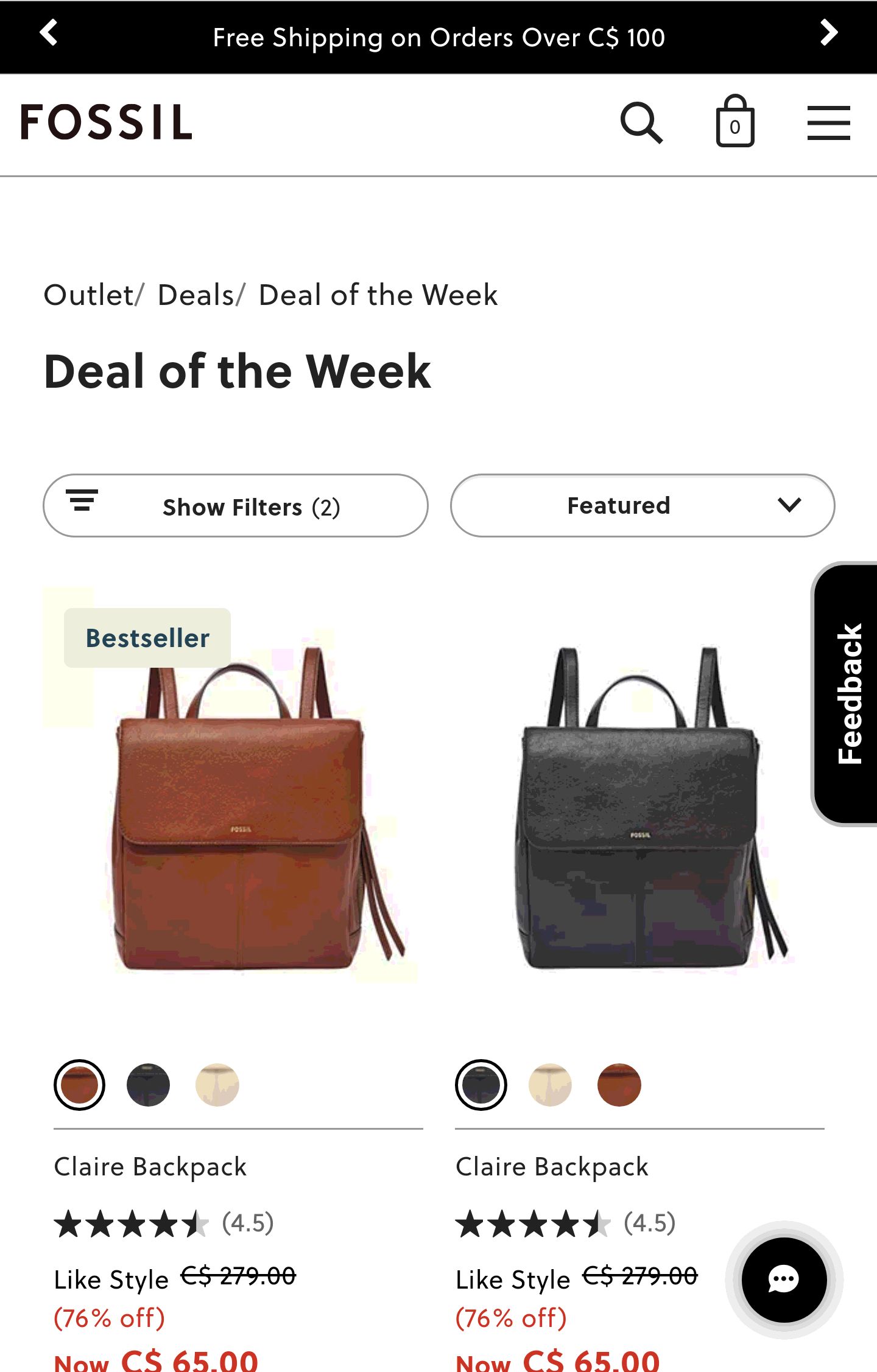 Deal of the Week - Fossil Claire Backpack