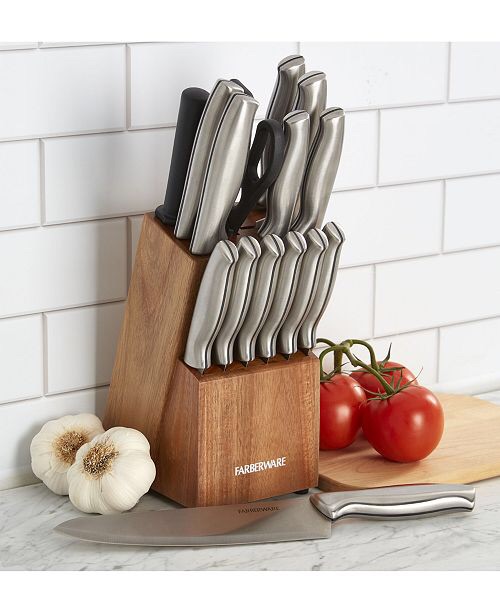 Farberware 15-Pc. Stamped Cutlery Set & Reviews - Home - Macy's 刀具折扣20% off use: BLKFRI