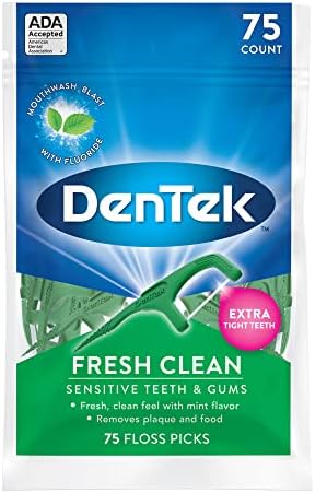 Amazon.com : DenTek Fresh Clean Floss Picks, For Extra Tight Teeth, 75 Count : Health & Household