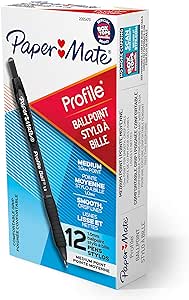 Amazon.com: Paper Mate Ballpoint Pens, Profile Retractable Pens, Medium Point (1.0mm), Black, 12 Count : Everything Else