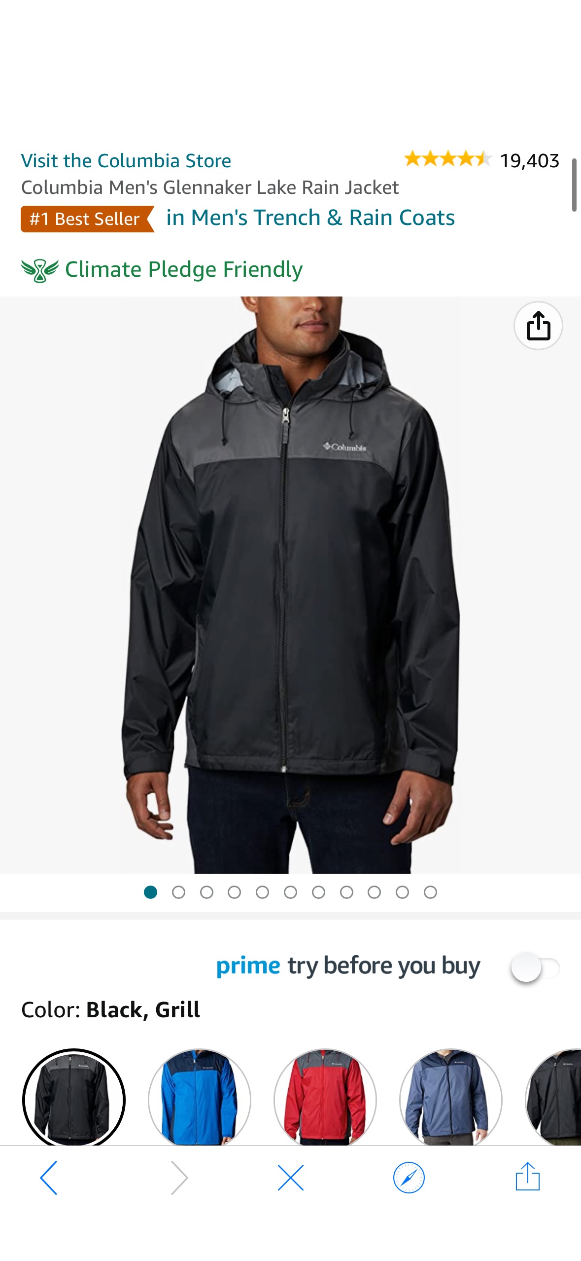 Amazon.com: Columbia Men's Glennaker Lake Rain Jacket, Black/Grill, Large : Columbia: Clothing, Shoes & Jewelry夹克