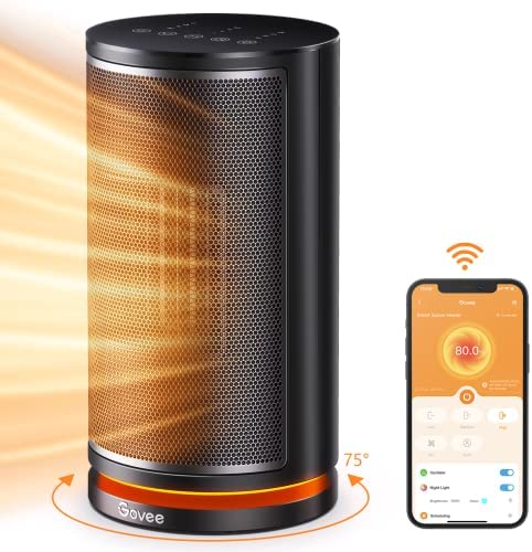 Amazon.com: Govee Smart Space Heater for Indoor Use, 75°Oscillating Portable Ceramic Electric Heater with Thermostat, App &amp; Voice Remote, Auto Modes, 24H Timer, 
