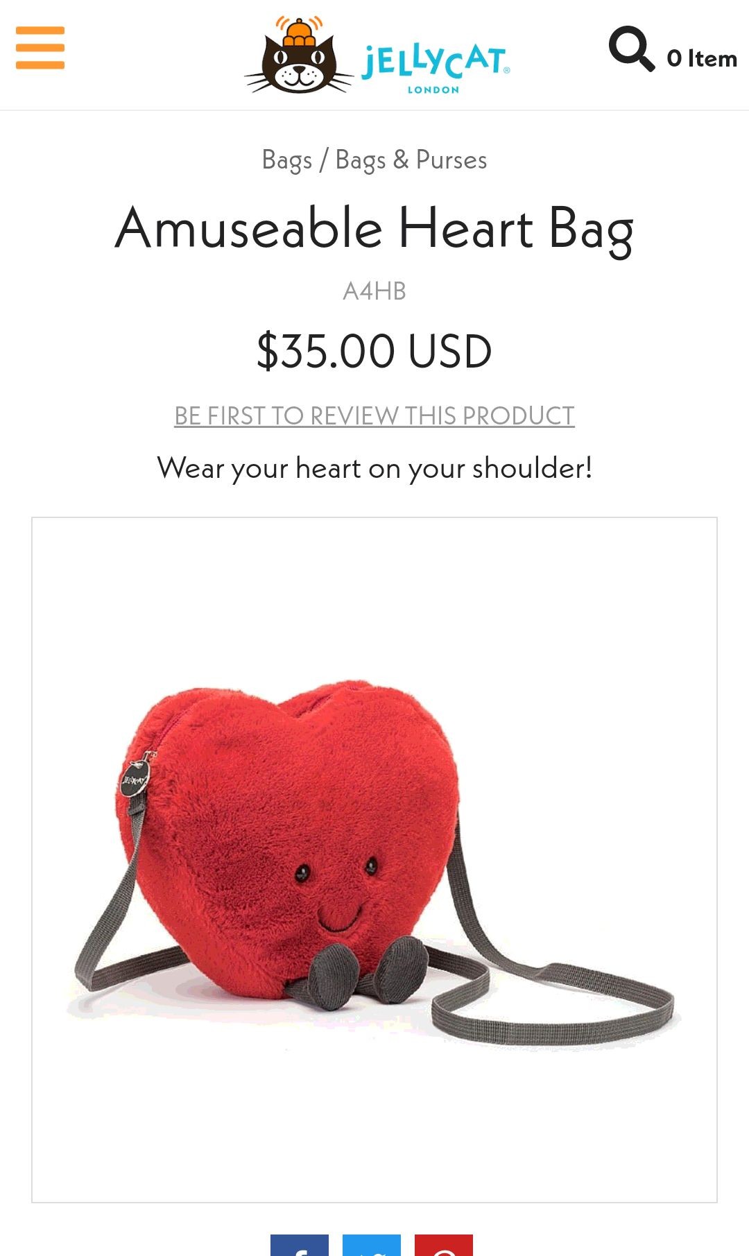 Amuseable Heart Bag | Bags & Purses | Jellycat