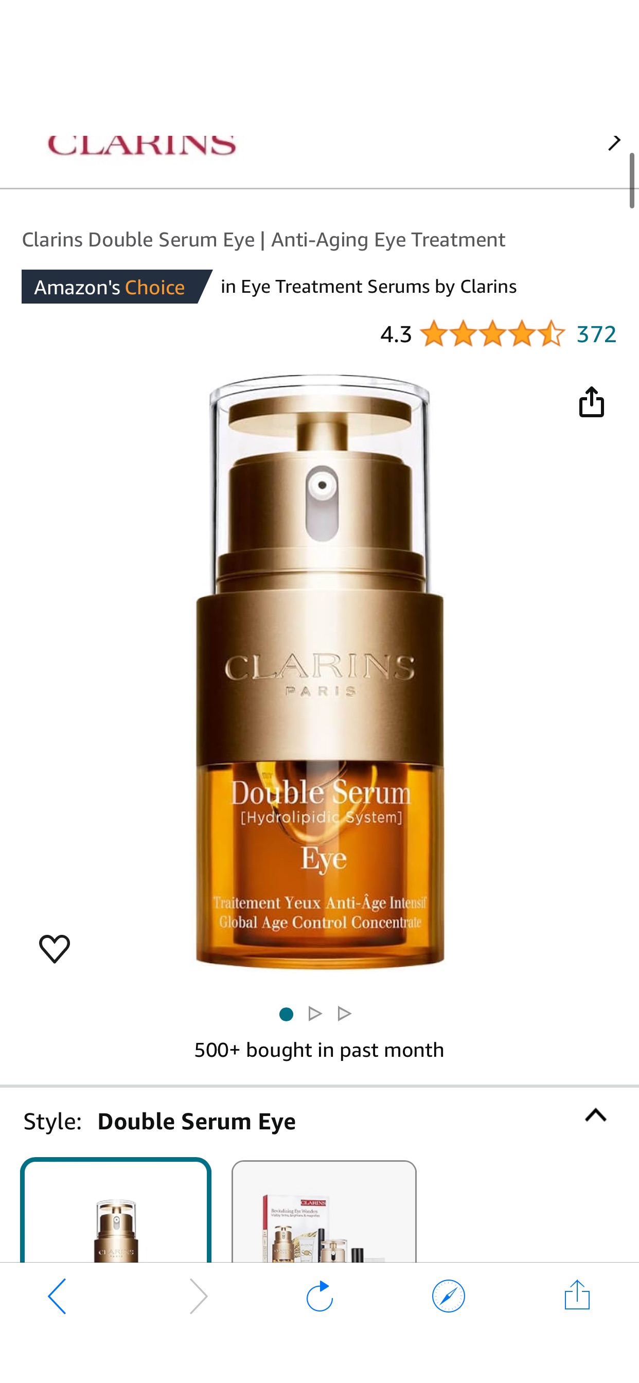 Amazon.com: Clarins Double Serum Eye | Anti-Aging Eye Treatment | Visibly Smoothes, Firms, Hydrates and Revitalizes For More Youthful-Looking Eyes In Just 7 Days* | 13 Plant Extracts, Including Turmer