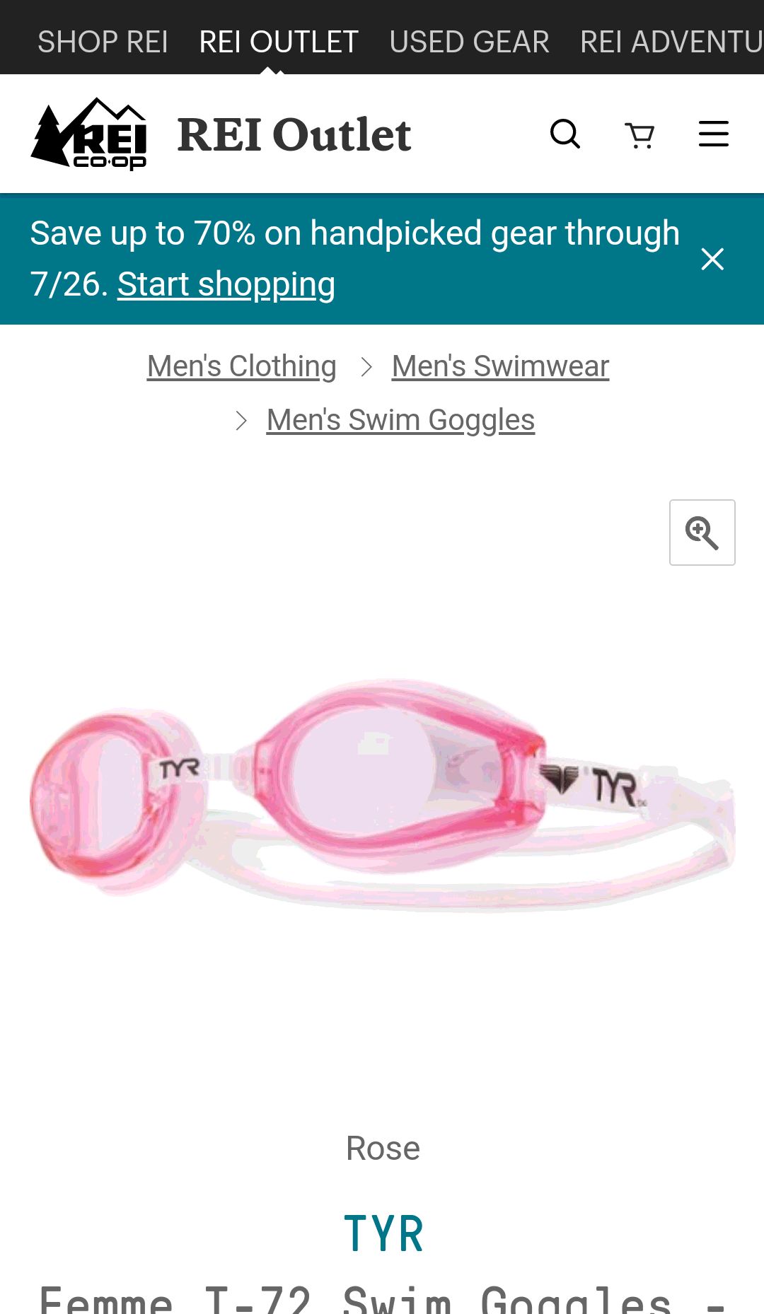 TYR 女性游泳镜 Femme T-72 Swim Goggles - Petite | REI Outlet