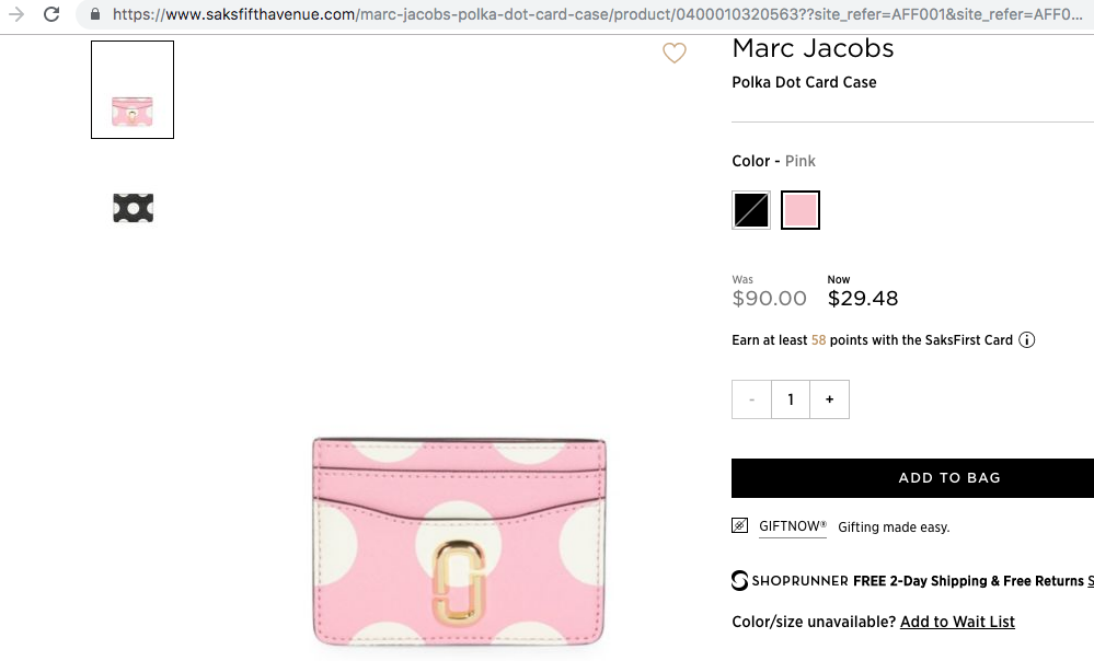 Marc Jacobs粉色卡包