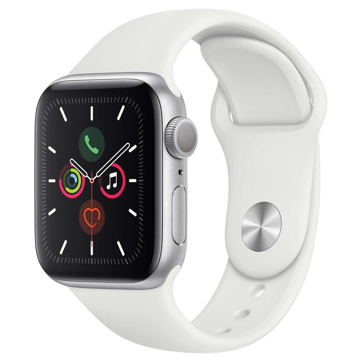 Apple Watch Series 5 GPS with White Sport Band - 40mm - Silver 苹果手表 5 GPS