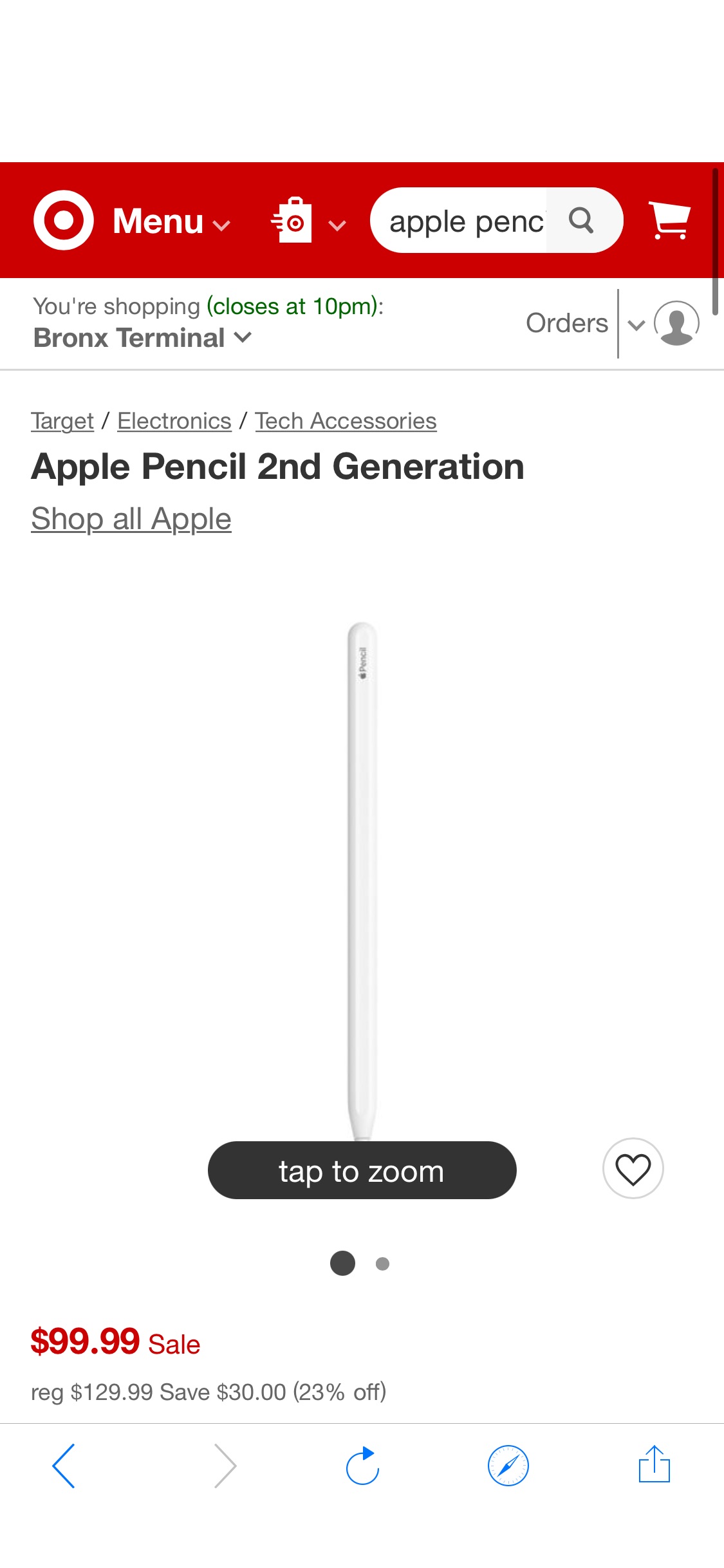 Apple Pencil 2nd Generation : Target
苹果手写笔第二代