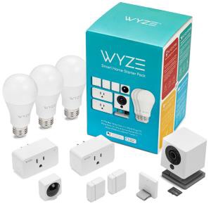 Wyze Smart Home Starter Bundle Includes Camera, Contact Sensor (2), Motion Sensor, Bulb (3), Plug (2), SD Card-WSHSB - The Home Depot。摄像头套装