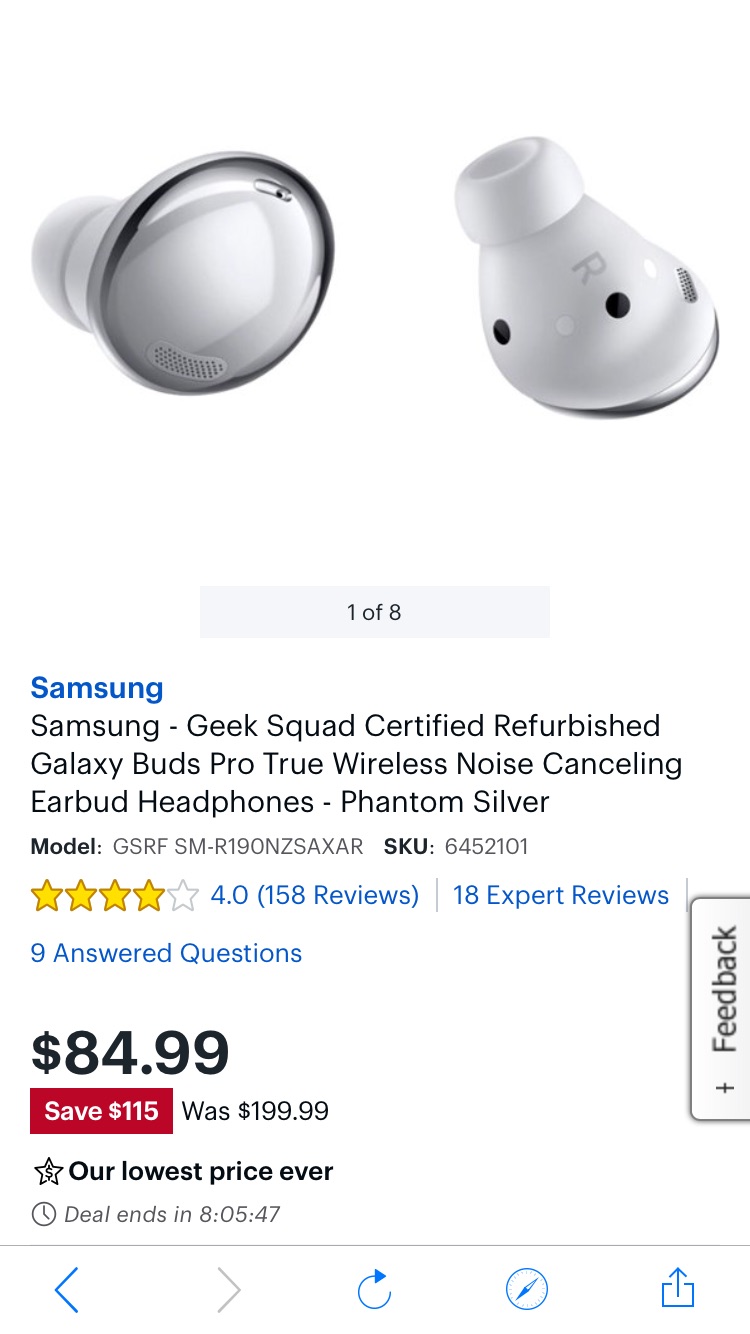 Samsung Geek Squad Certified Refurbished Galaxy Buds Pro True Wireless Noise Canceling Earbud Headphones Phantom Silver GSRF SM-R190NZSAXAR - Best Buy 耳机