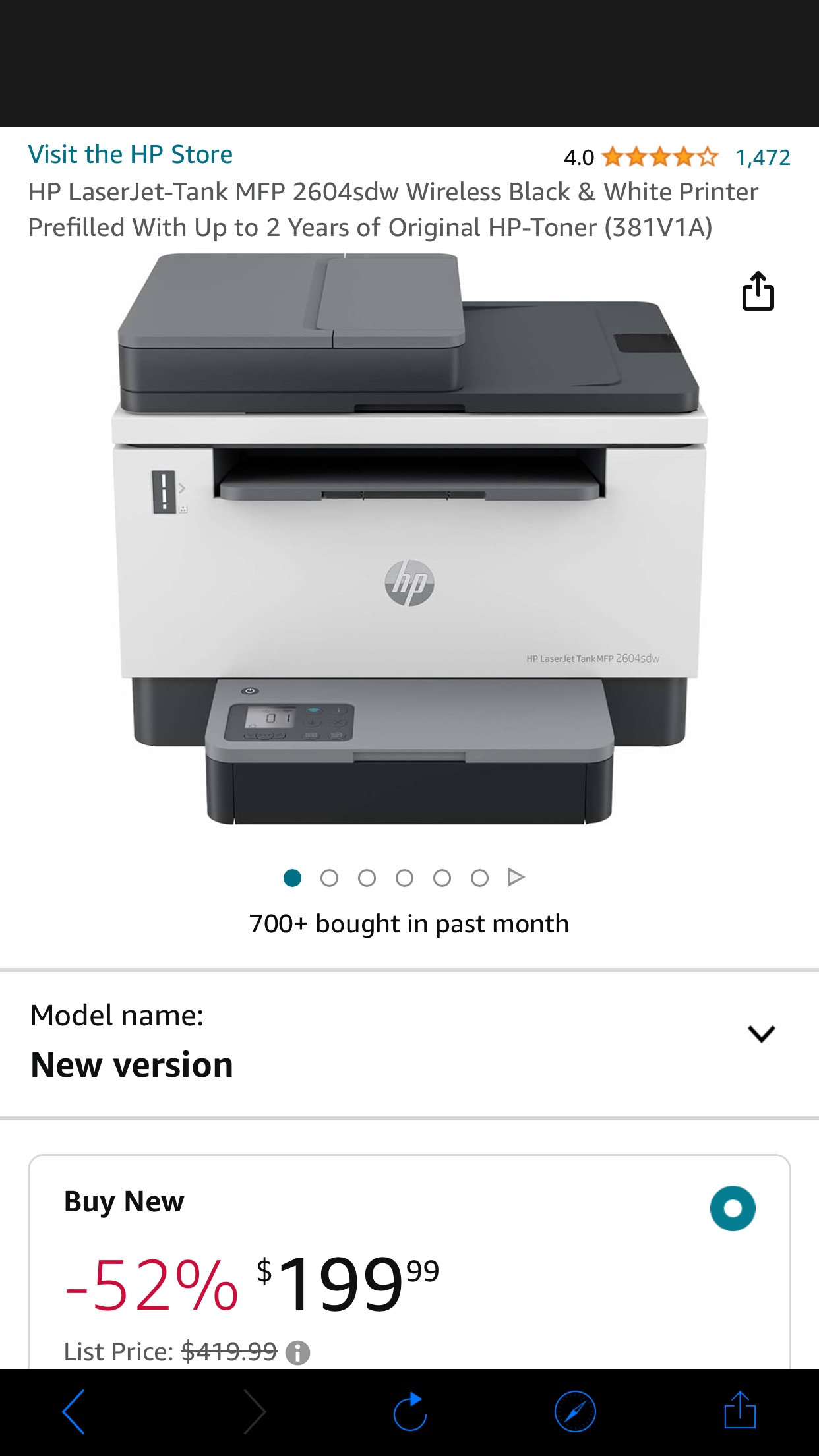 Amazon.com: HP LaserJet-Tank MFP 2604sdw Wireless Black & White Printer Prefilled With Up to 2 Years of Original HP-Toner (381V1A)