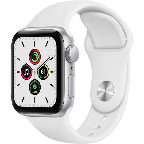 Apple Watch SE (GPS, 40mm) 银色铝金属+白色运动表带