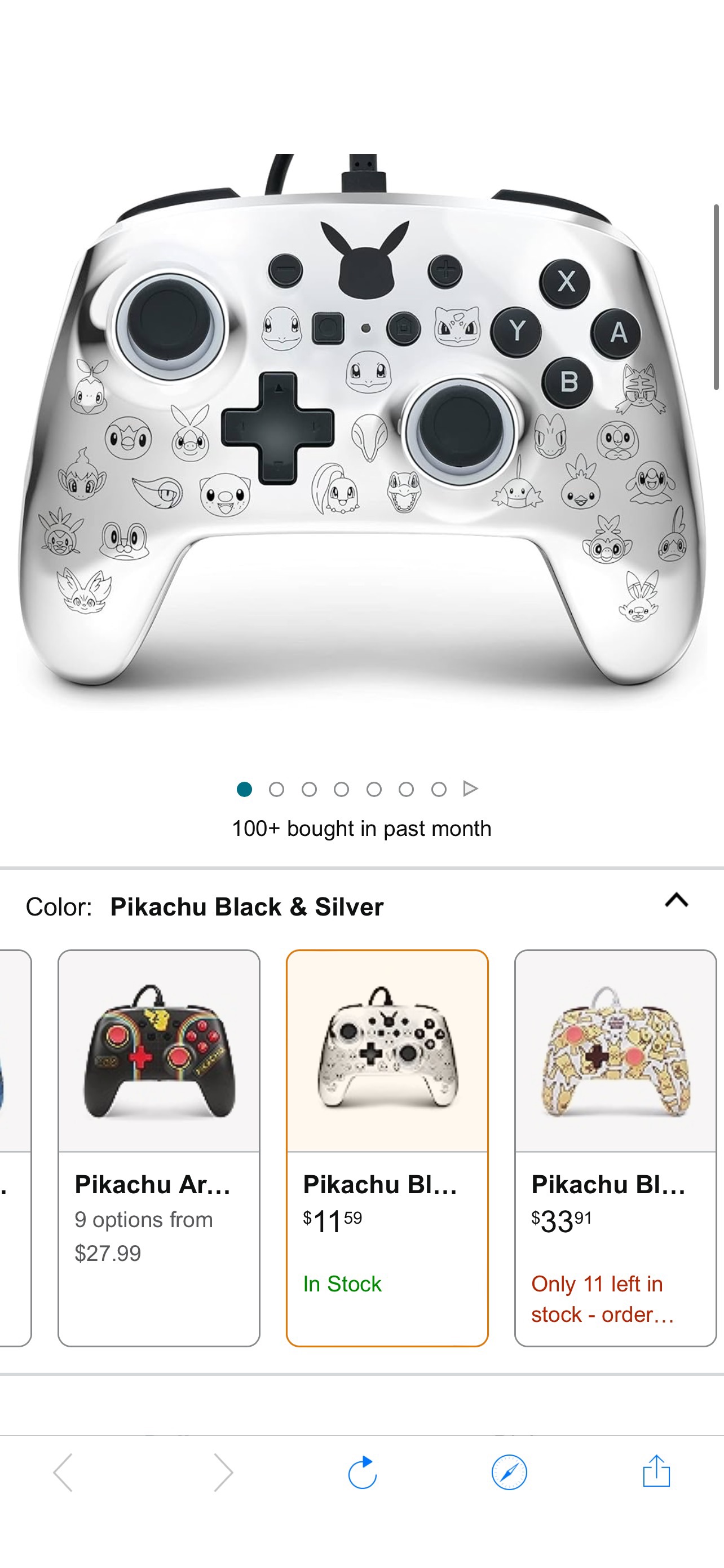 Amazon.com: PowerA Enhanced Wired Controller for Nintendo Switch - Pikachu Black & Silver : Everything Else