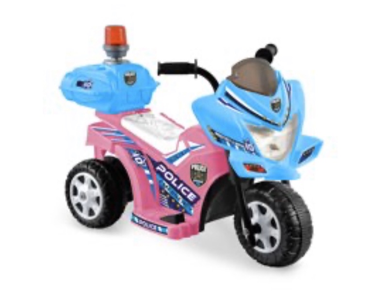 Walmart Kid Motorz Lil Patrol淺粉色和藍色警騎車-帶有警笛燈和儲物盒