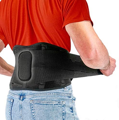 Amazon.com：FITGAME 的背部支撑 – 用于缓解疼痛的下背部支撑带 |男性和女性坐骨神经痛、椎间盘突出和脊柱侧弯 - 可调节肩带和可拆卸腰垫 (原价：$27.97）
