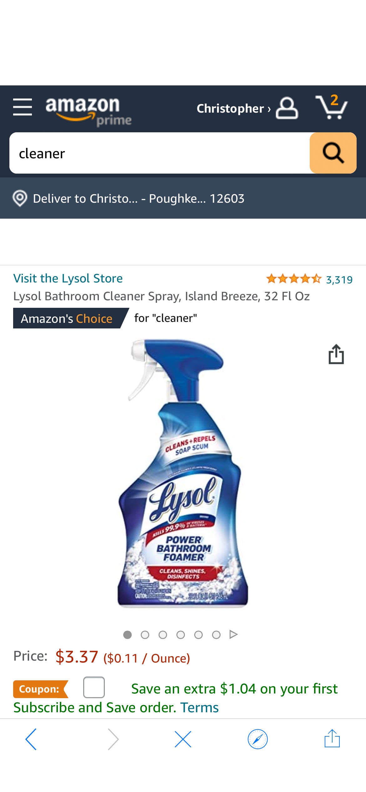 Amazon.com: Lysol Bathroom Cleaner Spray, Island Breeze, 32 Fl Oz : Health & Household清洁喷雾
