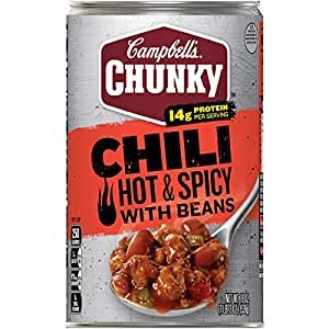 $16.83 Amazon.com : Campbell's Chunky Chili, Hot & Spicy Beef & Bean Firehouse, 19 Oz (Pack Of 12) : Packaged Chili Soups : Everything Else
