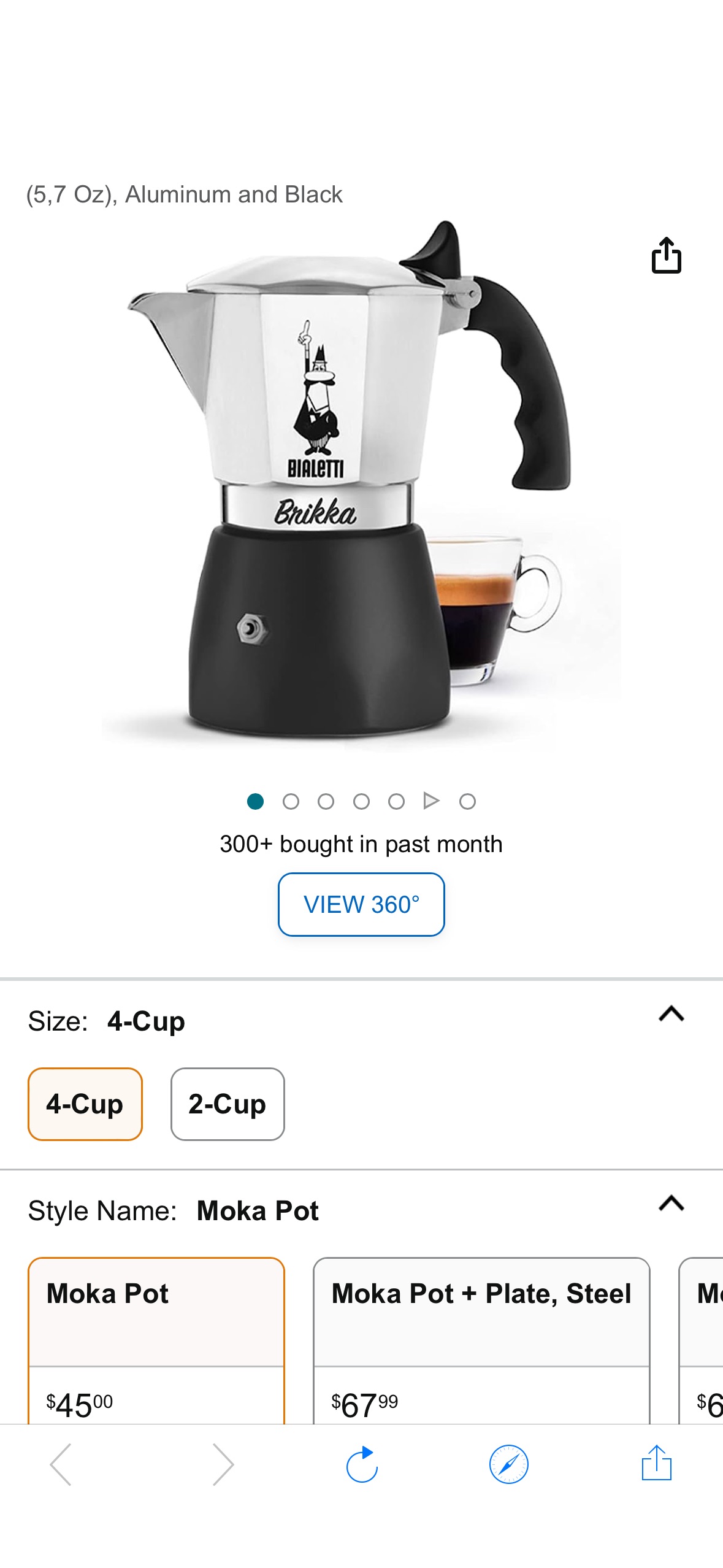Amazon.com: Bialetti - New Brikka, Moka Pot, the Only Stovetop Coffee Maker Capable of Producing a Crema-Rich Espresso, 4 Cups (5,7 Oz), Aluminum and Black:新款摩卡壶