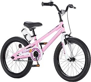 Freestyle Kids Bike Girls 18 Inch BMX Childrens Bicycle with Kickstand for Ages 5-8 years, Pink