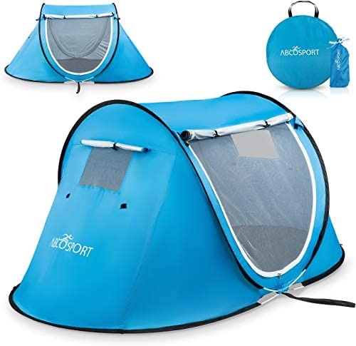 折叠式露营帐篷促销Pop-up Tent , Camping Tent Pop Up Shade Tent - Suitable for 2 People - Water-Resistant, UV Protection Sun Shelter with Carrying Bag (Sky Blue)