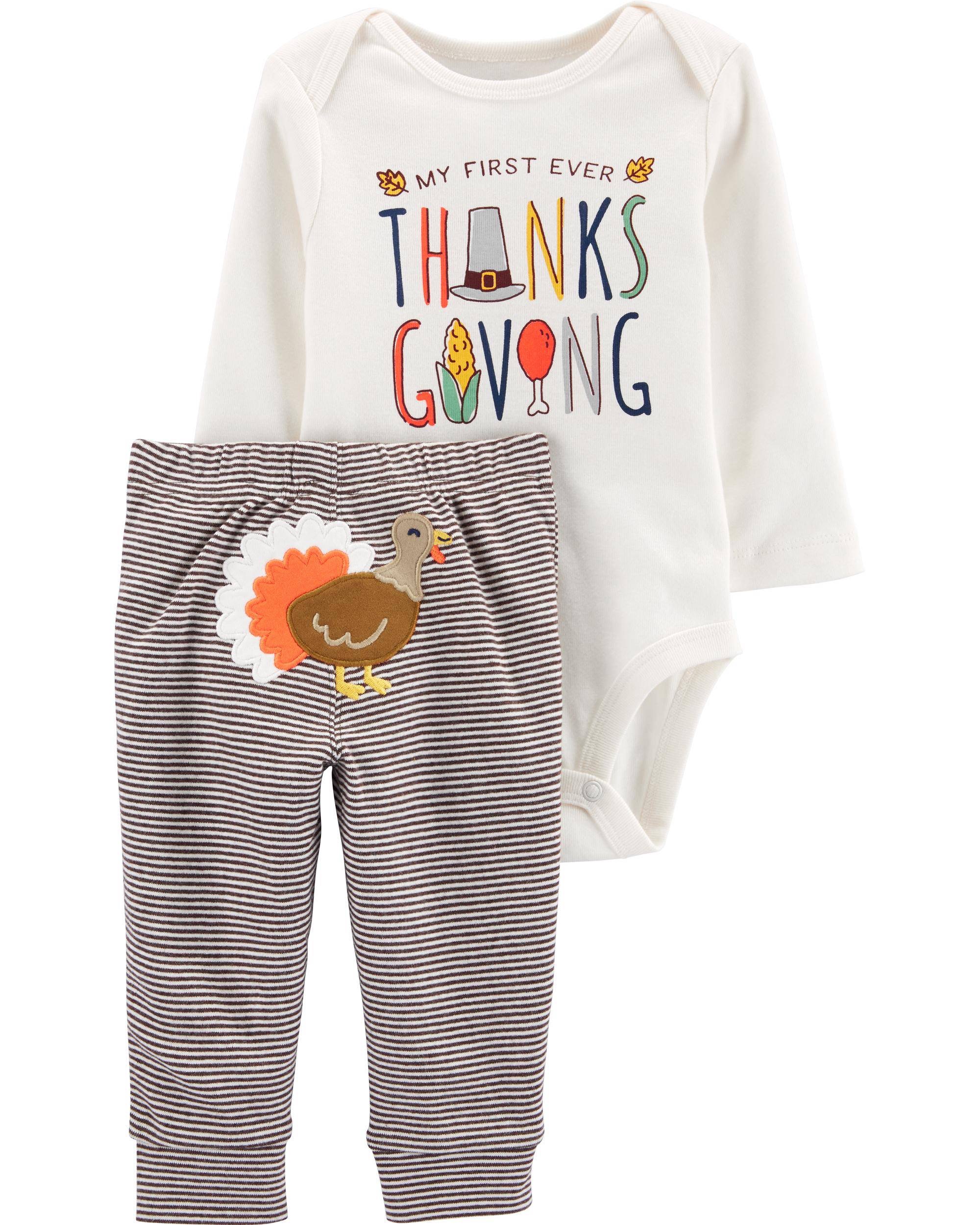 感恩节套装2-Piece Thanksgiving Bodysuit Pant Set | carters.com