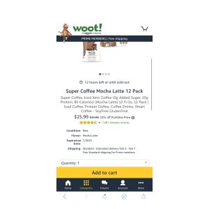 $25.99 Super Coffee Mocha Latte 12 Pack