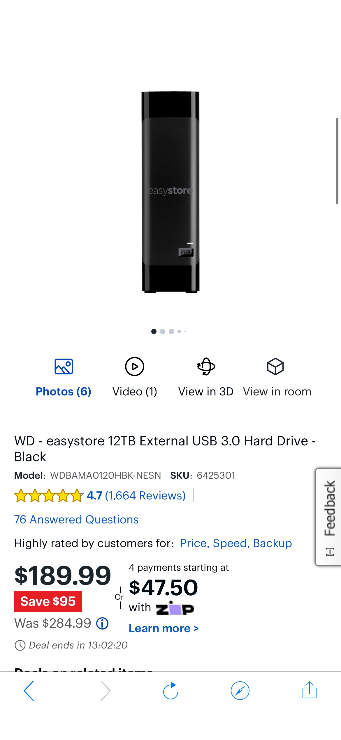 WD easystore 12TB External USB 3.0 Hard Drive Black WDBAMA0120HBK-NESN - Best Buy
