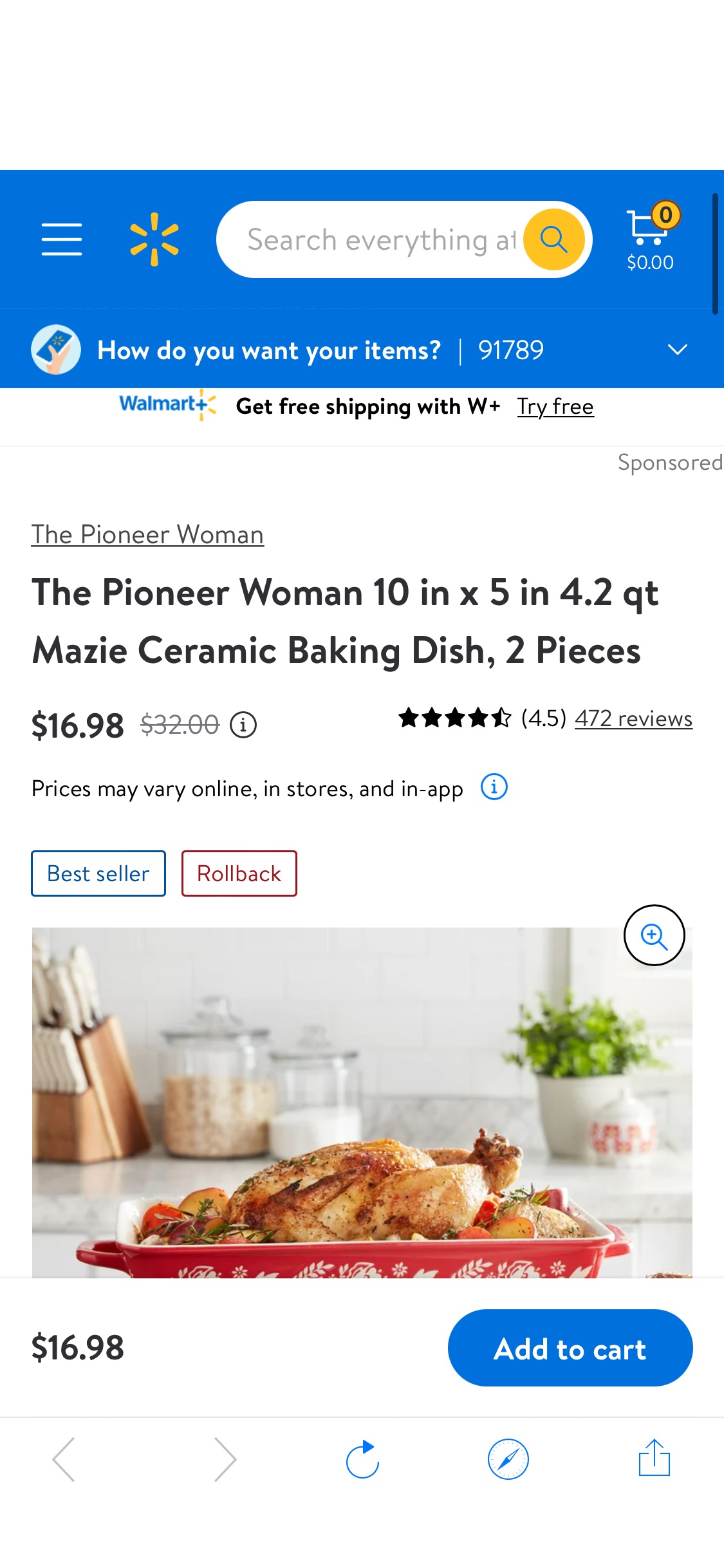 The Pioneer Woman 10 in x 5 in 4.2 qt Mazie Ceramic Baking Dish, 2 Pieces - Walmart.com