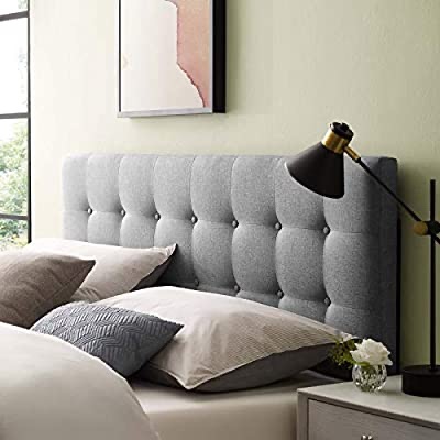 Amazon.com - Modway Emily Tufted Button Linen Fabric Upholstered Queen Headboard in Gray -床头板